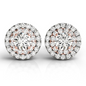 14k White and Rose Gold Round Halo Diamond Stud Earrings (3/4 cttw)