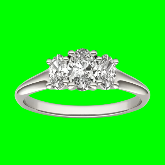 1 CTW Lab-Grown Oval Diamond Three-Stone Engagement Ring in 14K White Gold (G-VS)