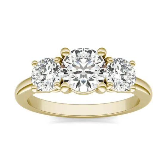 2 CTW Round Lab-Grown Diamond Three-Stone Engagement Ring in 14k Yellow Gold (G-VS)