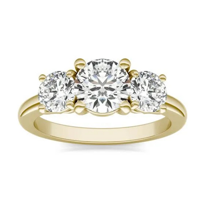 2 CTW Round Lab-Grown Diamond Three-Stone Engagement Ring in 14k Yellow Gold (G-VS)