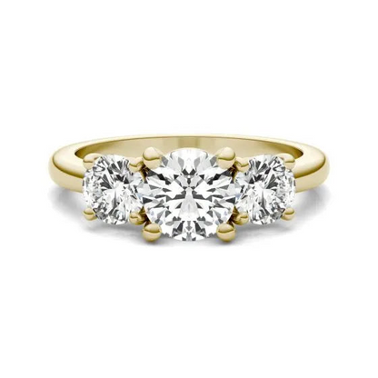 2 CTW Round Lab-Grown Diamond Three-Stone Engagement Ring in 14k Yellow Gold (G-VS)