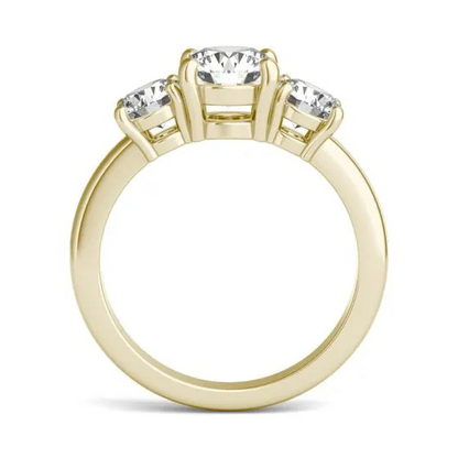 2 CTW Round Lab-Grown Diamond Three-Stone Engagement Ring in 14k Yellow Gold (G-VS)