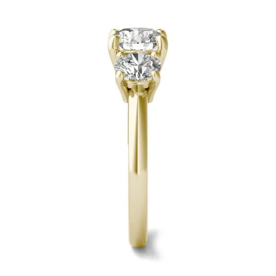 2 CTW Round Lab-Grown Diamond Three-Stone Engagement Ring in 14k Yellow Gold (G-VS)