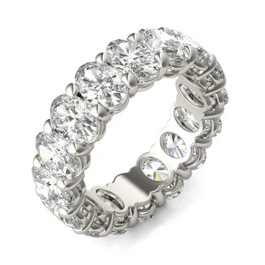 5 5/8 CTW Oval Lab-Grown Diamond Eternity Ring in 14k White Gold (G-VS)