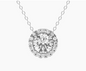 AGI Certified Lab-Grown Diamond Halo Pendant Necklace in 14k White Gold | Available in 1 CTW or 2 CTW (G/VS)