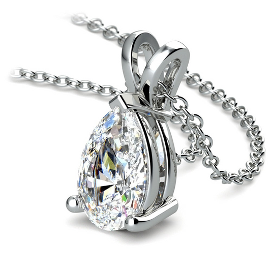 AGI Certified 2.00 CTW Pear-Cut Lab-Grown Diamond Pendant in 14k White Gold (F/VS2)